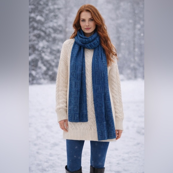 FENDI FF Zucca Wool Scarf NEW - Picture 13 of 13